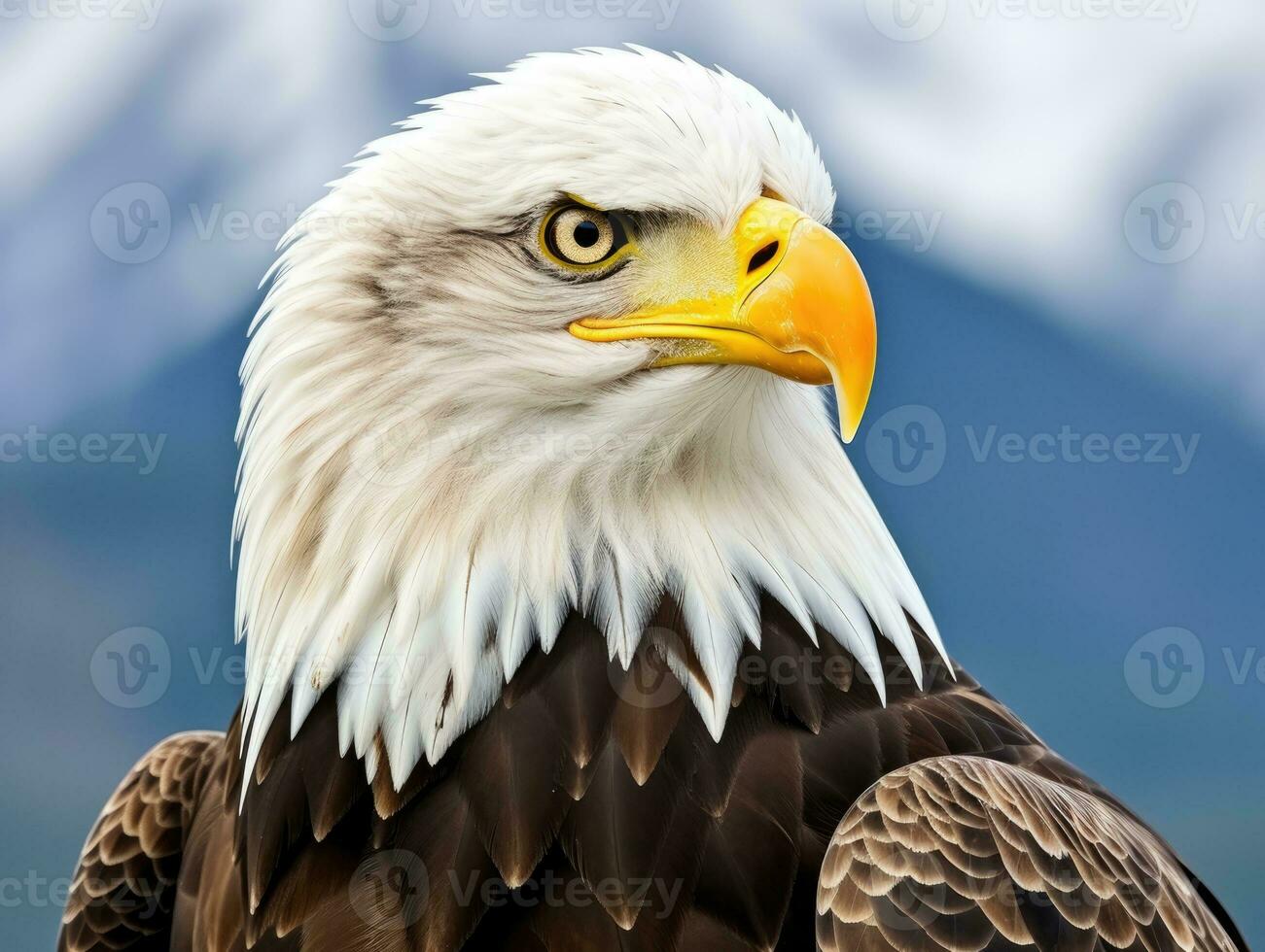 ai generado americano calvo águila en el naturaleza antecedentes foto