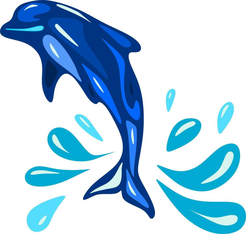 Abstract cartoon illustration. illustration of a dolphin and water splash vector