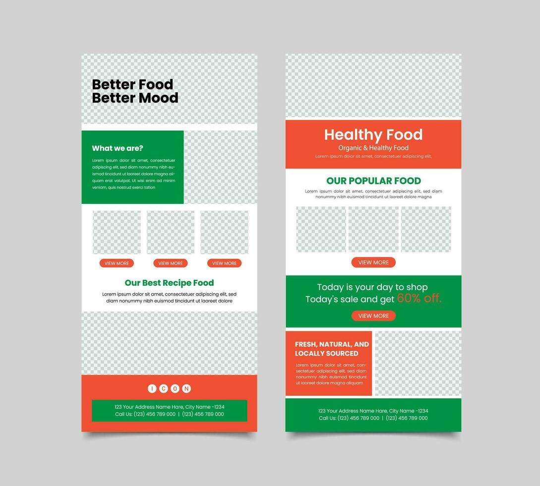 Food and Beverage Email Newsletter Template, Food Promotion Template, Email Marketing Landing page vector