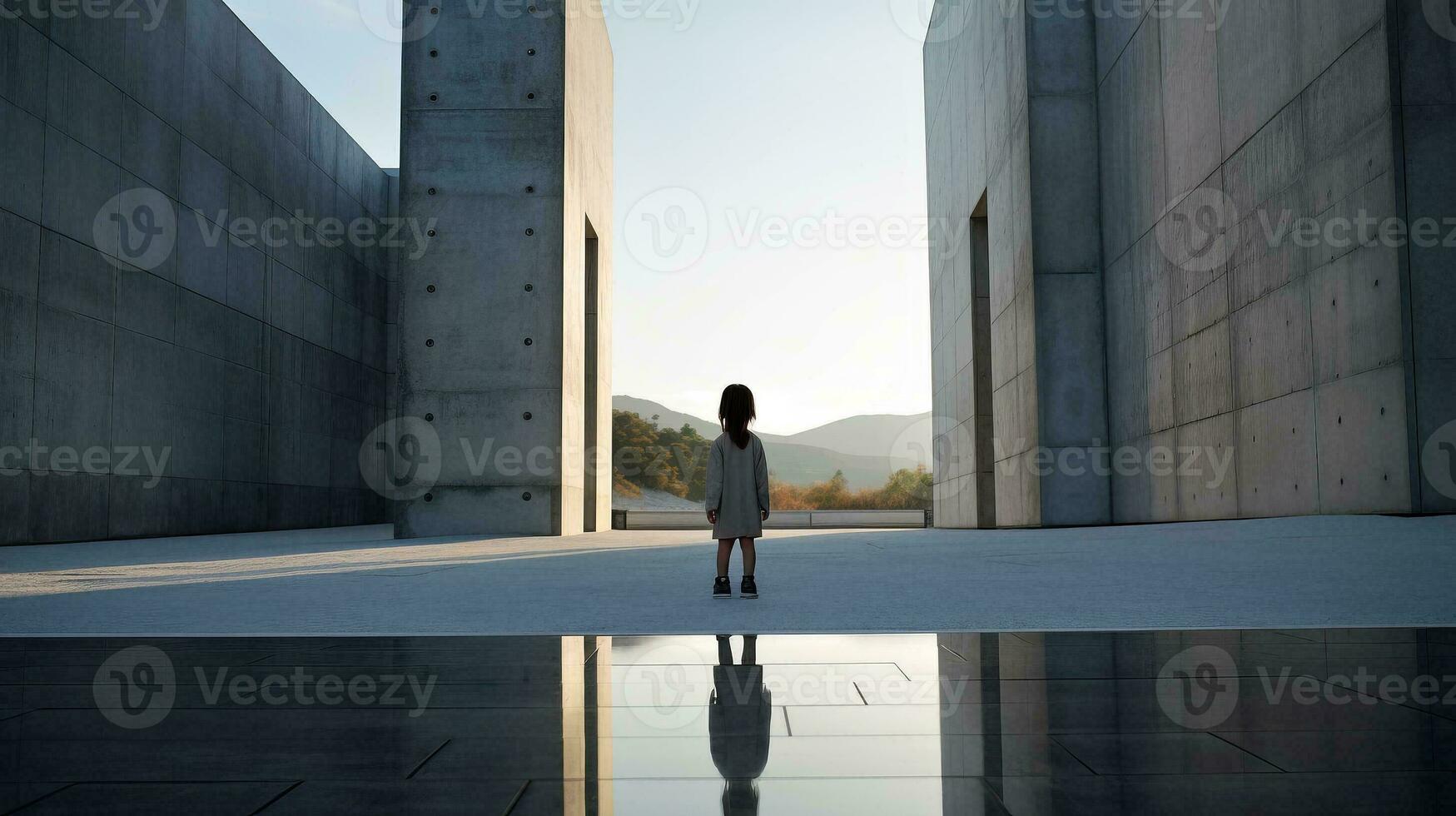 AI generated Person Standing in Front of Building photo