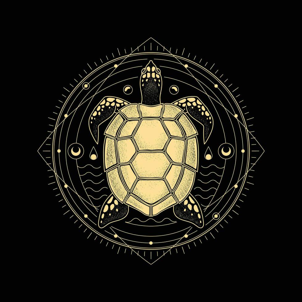 Turtle illustration with Luxurious Line art Stipple and Hand-drawn Style vector