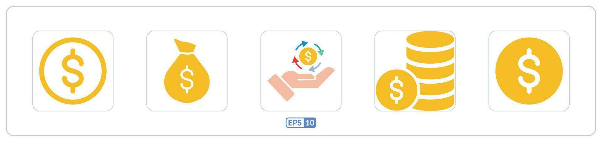 Money, coins color flat icon vector