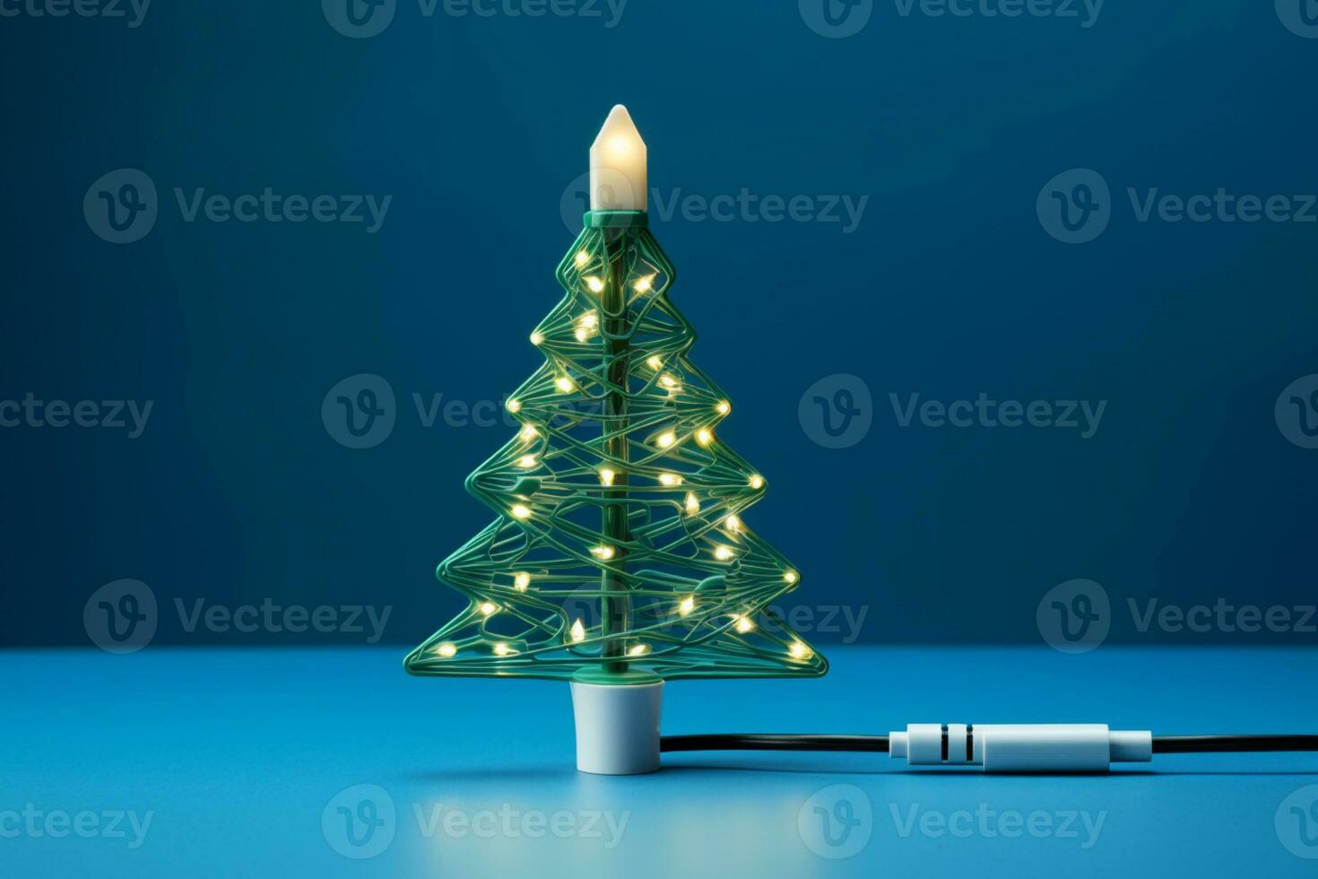 AI generated Christmas tree made up with charger cable Electronics concept background copy space photo