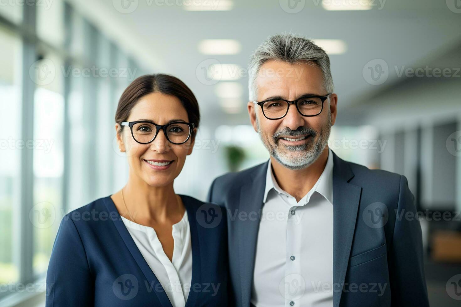 AI generated business partners together in office photo