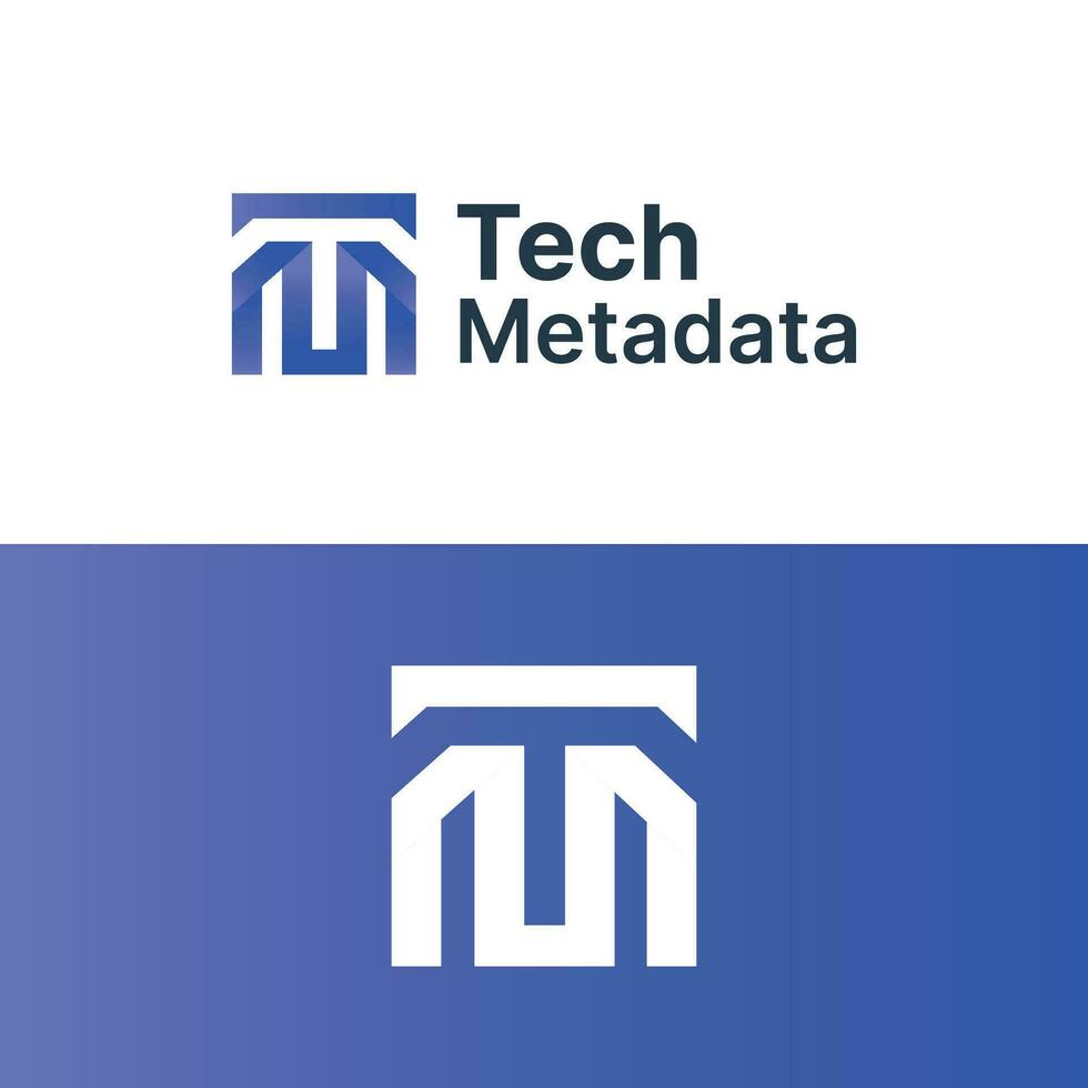 letra logo tm monograma diseño sencillo moderno concepto para tecnología metadatos vector