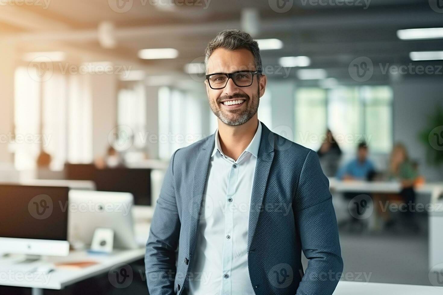 AI generated portrait of senior businessman in the office photo