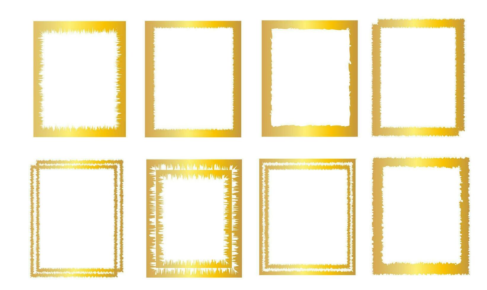 Set of Rectangular Black Boxes. Vector Black frames isolated on transparent background. Set of inked blank frames