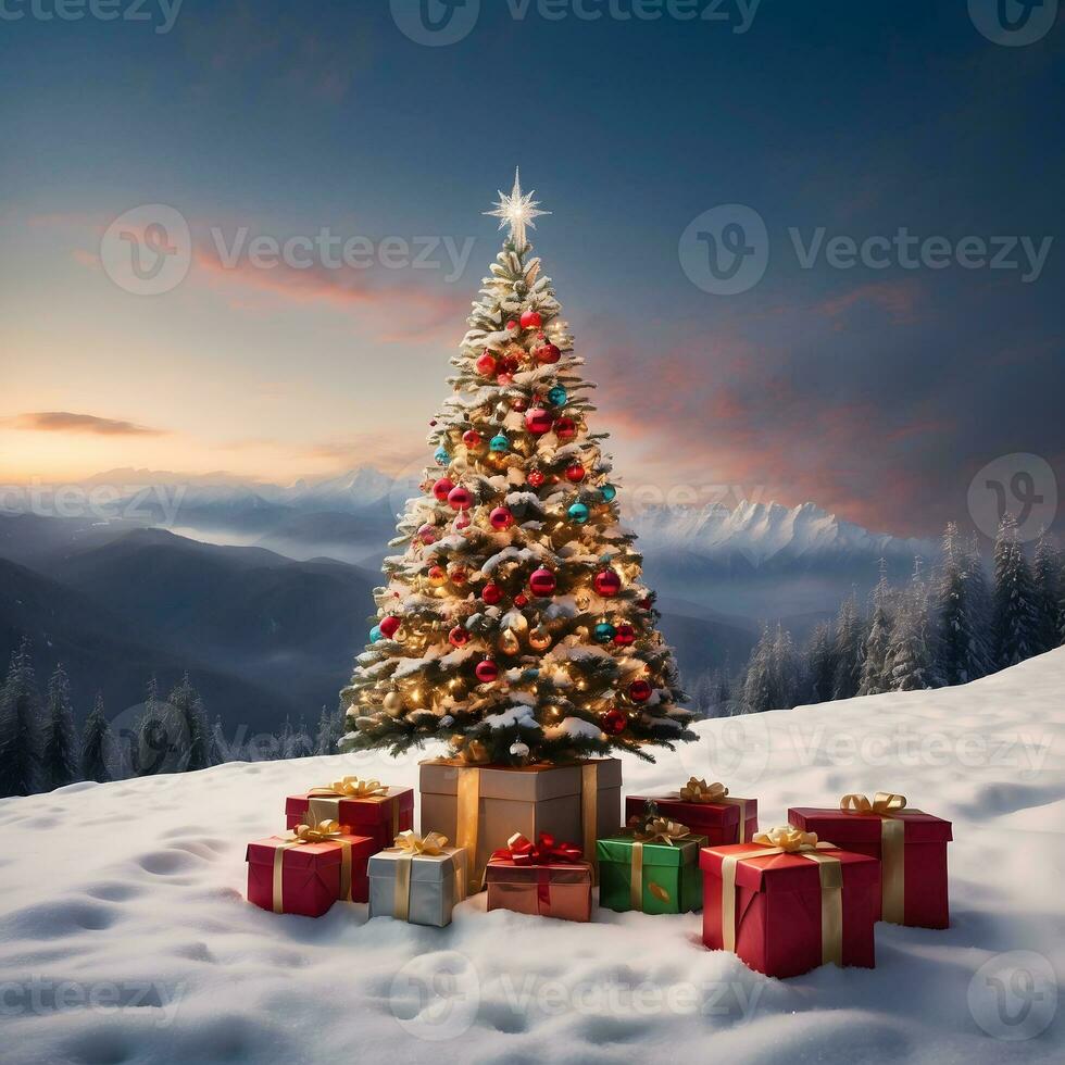 AI generated majestic christmas tree photo