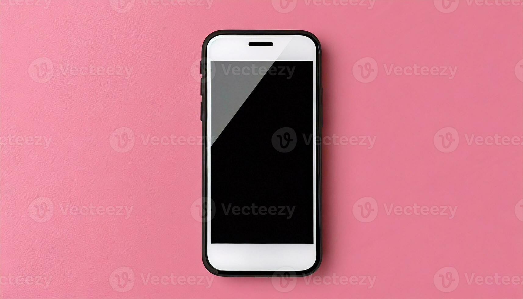 AI Generated Mobile phone mock up on pink surface photo