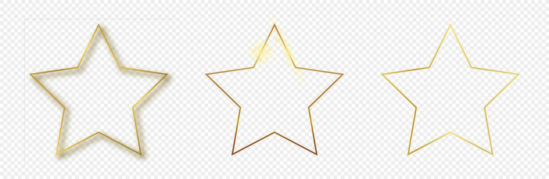 Gold glowing star shape frame vector