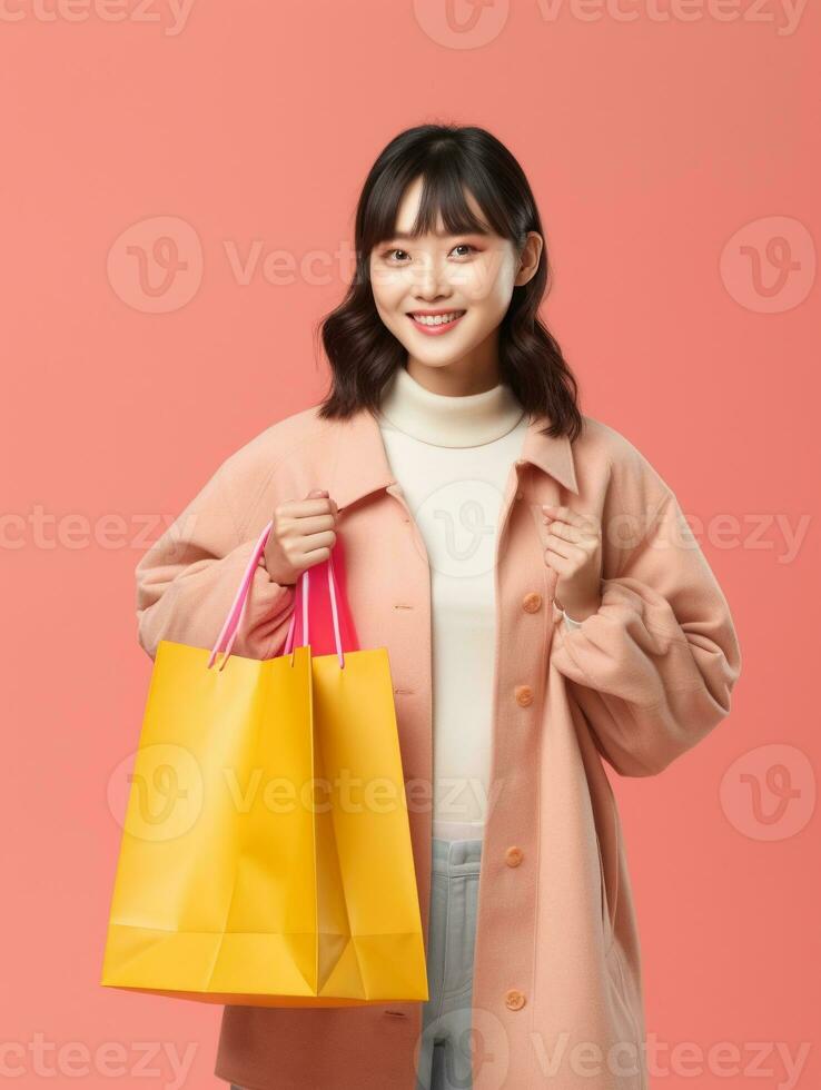 AI generated A girl holding shopping bag photo