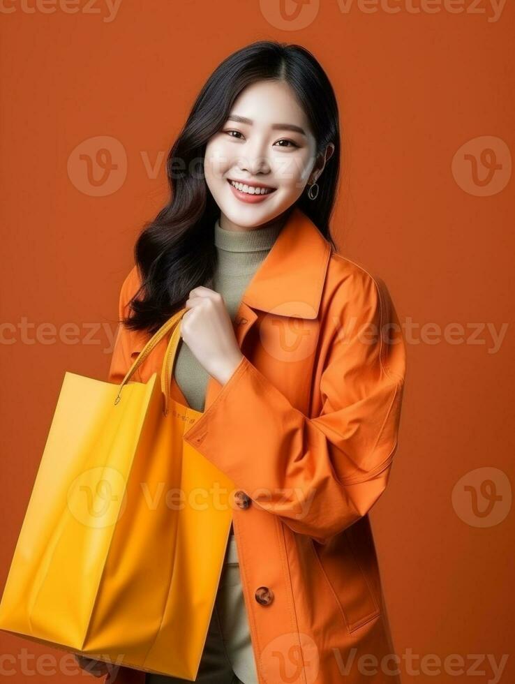 AI generated A girl holding shopping bag photo