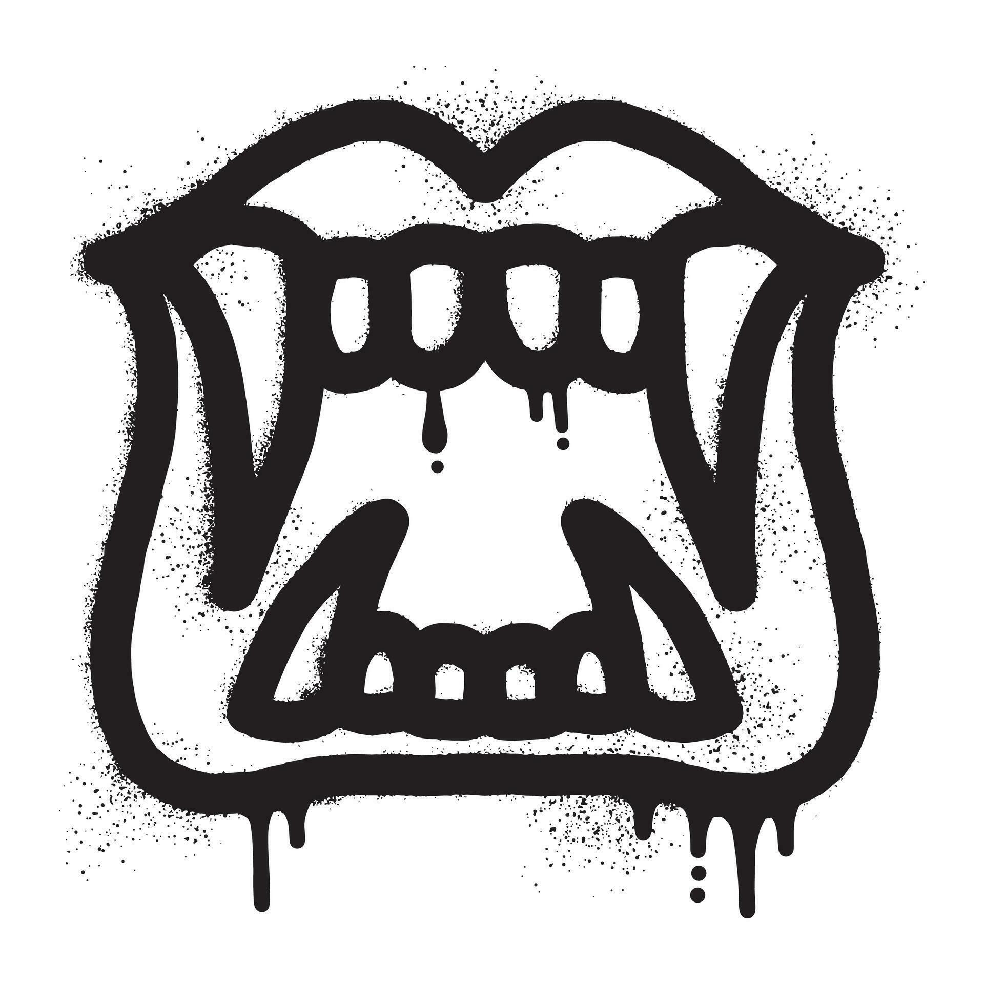 The barong teeth mouth graffiti was drawn with black spray paint