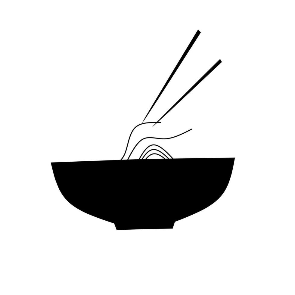 illustration of the silhouette of noodles in a bowl vector