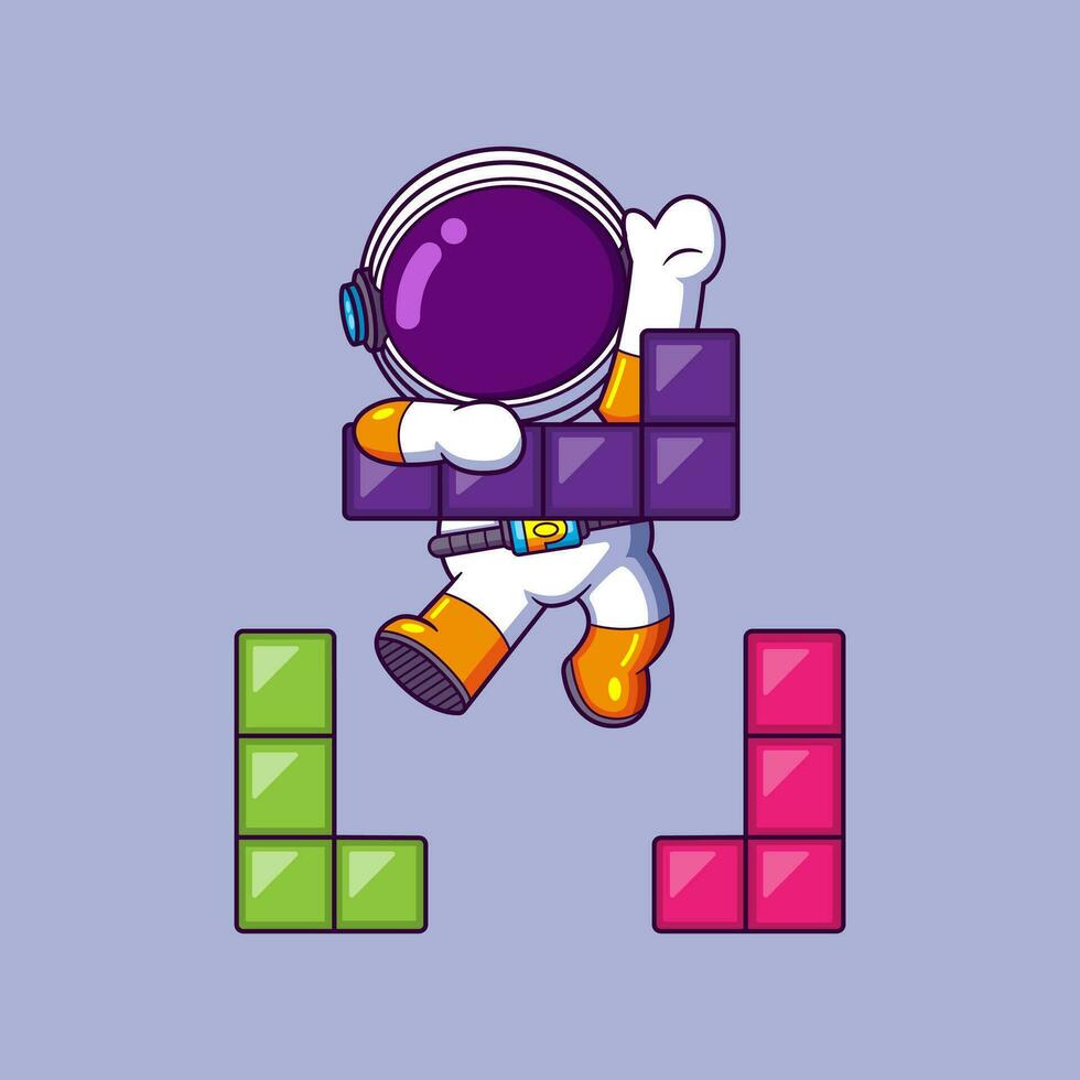 contento astronauta jugando clásico juego. Ciencias tecnología icono concepto vector