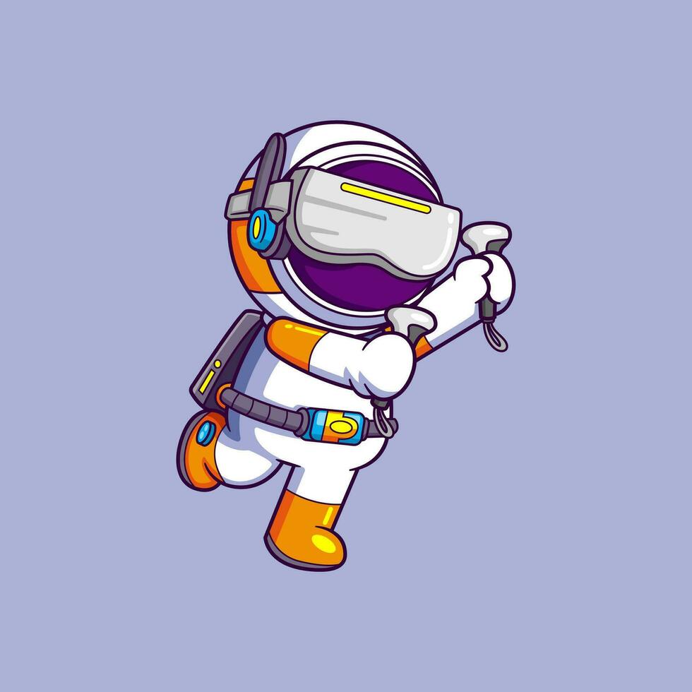 Cute Astronaut Playing Game VR In Space. Science Technology Icon Concept vector