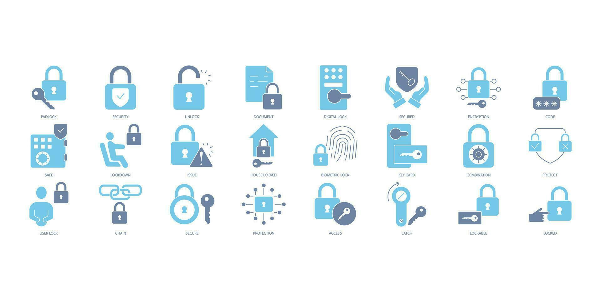 Lock icons set. Set of editable stroke icons.Vector set of Lock vector