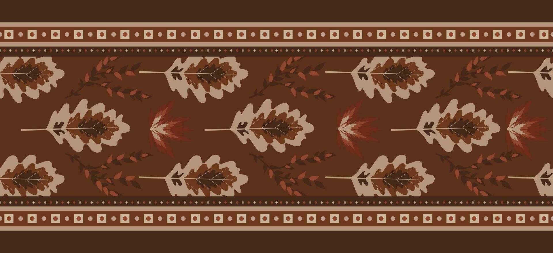 Seamless border design with ethnic floral pattern. Repeat pattern with floral elements. Can be used for textile design, invitation card design, frames, border, knitwear, print, texture etc. vector