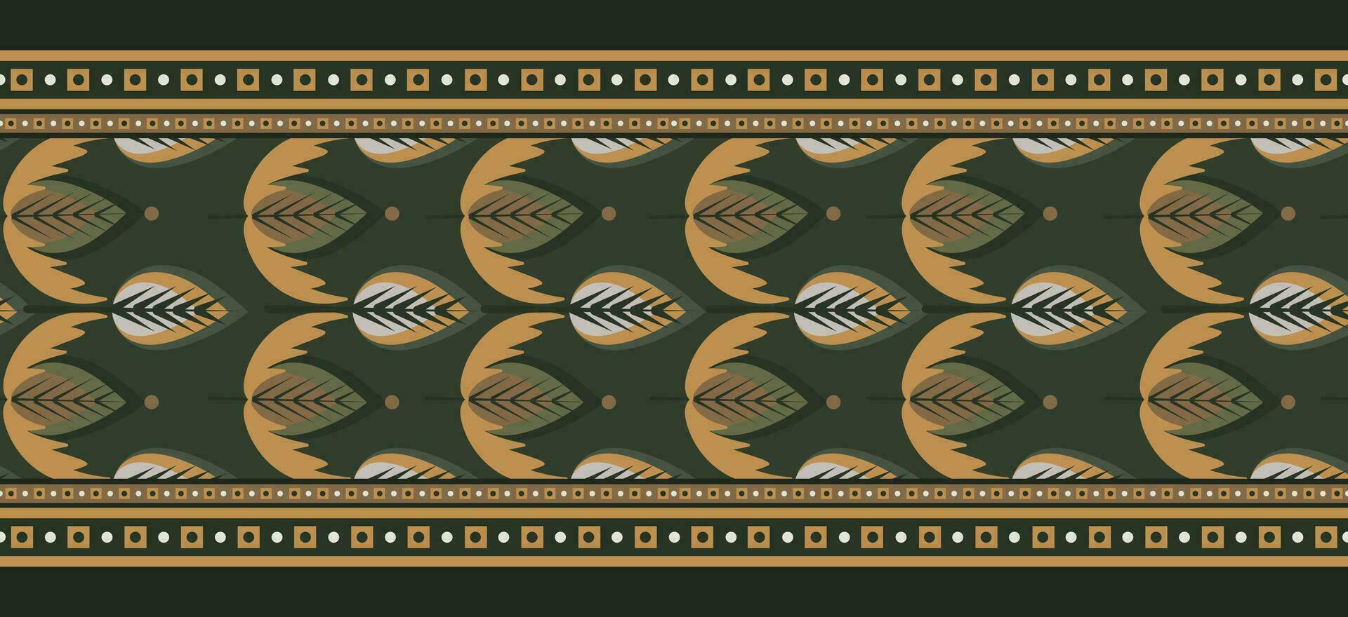 Seamless border design with ethnic floral pattern. Repeat pattern with floral elements. Can be used for textile design, invitation card design, frames, border, knitwear, print, texture etc. vector
