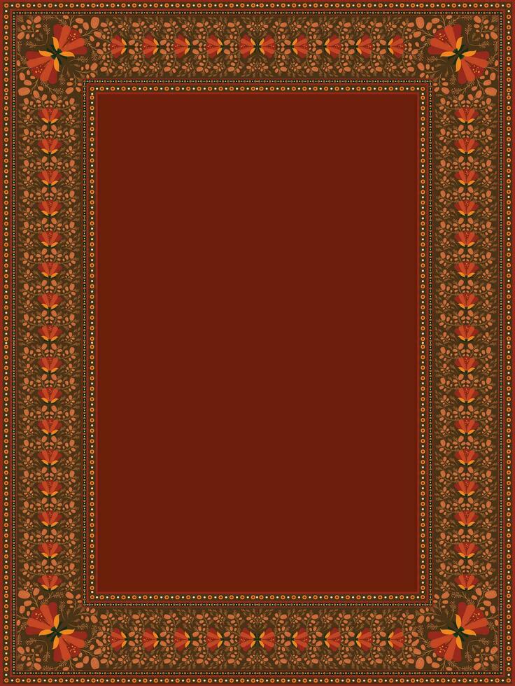 Seamless floral border with corner design in ethnic floral pattern. Colorful repeat pattern border with corner design in vector. Can be used as frames, invitation card design, textile, print etc. vector