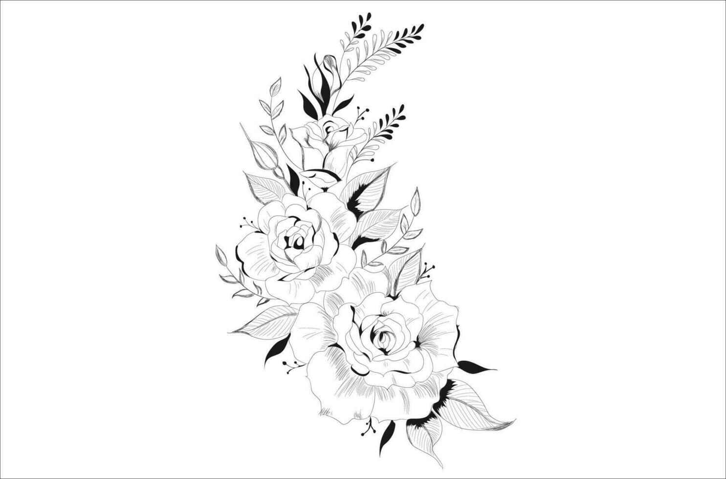 arte lineal de flores vector