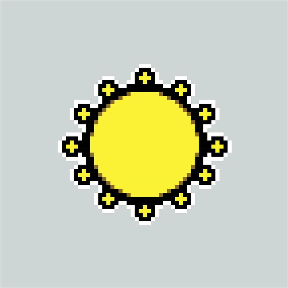 Pixel art illustration Sun. Pixelated Yellow Sun. Yellow Bright Sun pixelated for the pixel art game and icon for website and video game. old school retro. vector