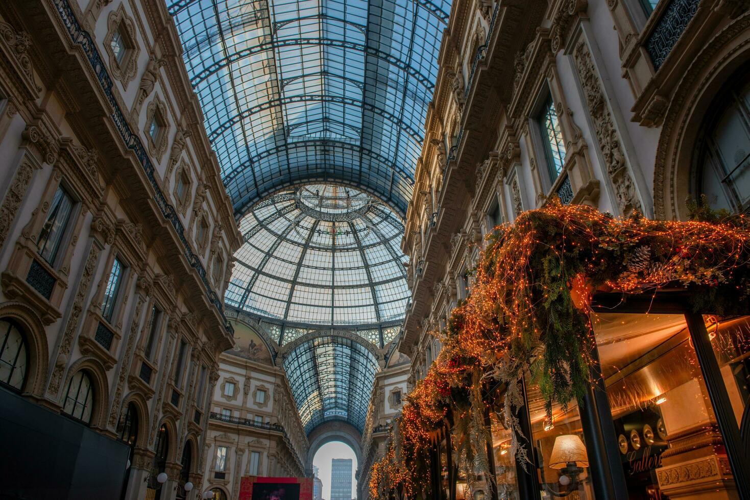Milan Italy 2023-Christmas decorations in the Corso gallery in the center of Milan photo