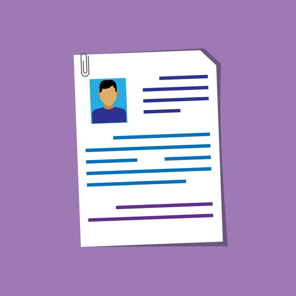 Vector flat design of civil form, personal application on the paper purple background, job and career consider applying concept, editable shape object copy space for text and design