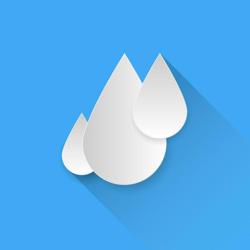 Simple water drop black and white gradient long shadow design, save environmental and life concept, using for rain weather forecast, editable object shape copy space for individual text vector