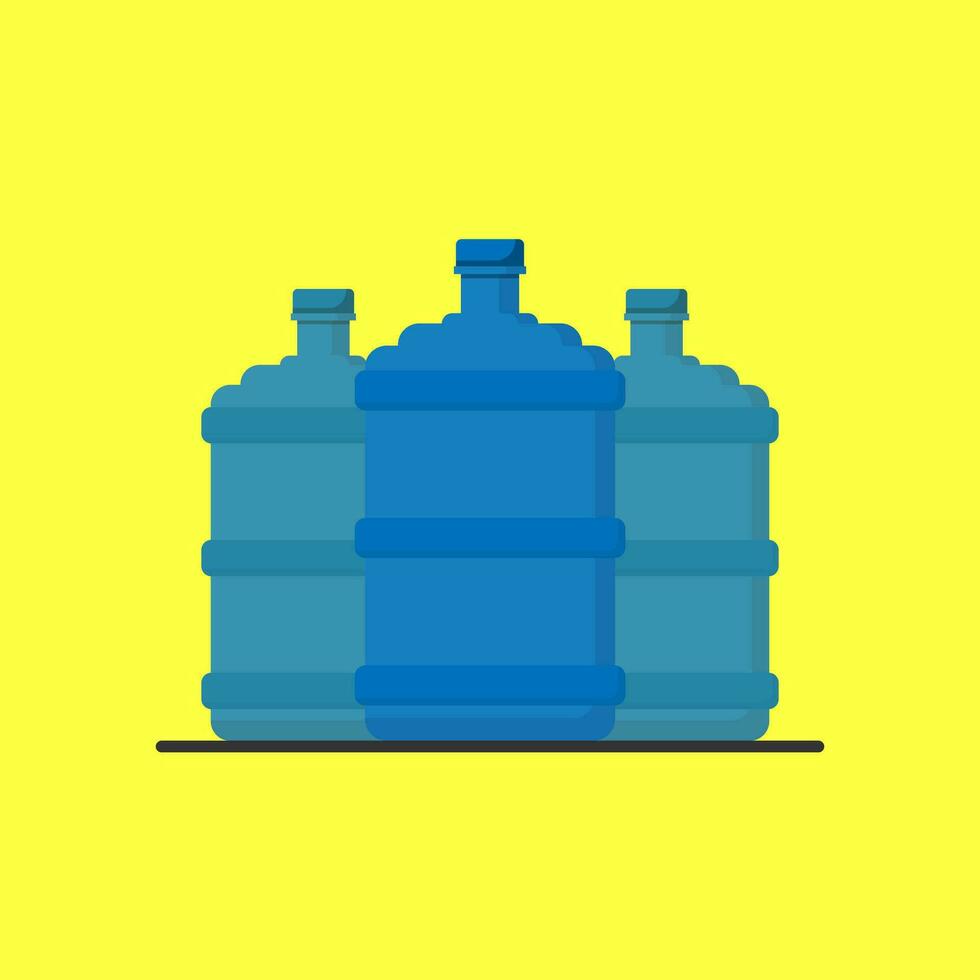 Vector blue bottle of water on the yellow background, liquid pure drinking water for health after food or workout, using for logo and branding, editable object shape copy space for individual text