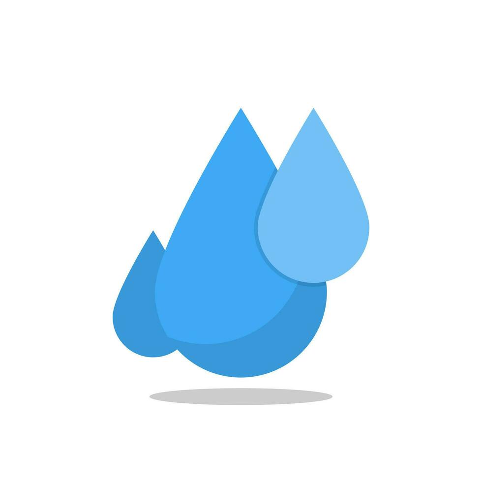 Vector drop blue water bubble icon with shadow on the white background, weather rain forecast or drinking brand pure and cool water concept, editable object shape copy space for individual text
