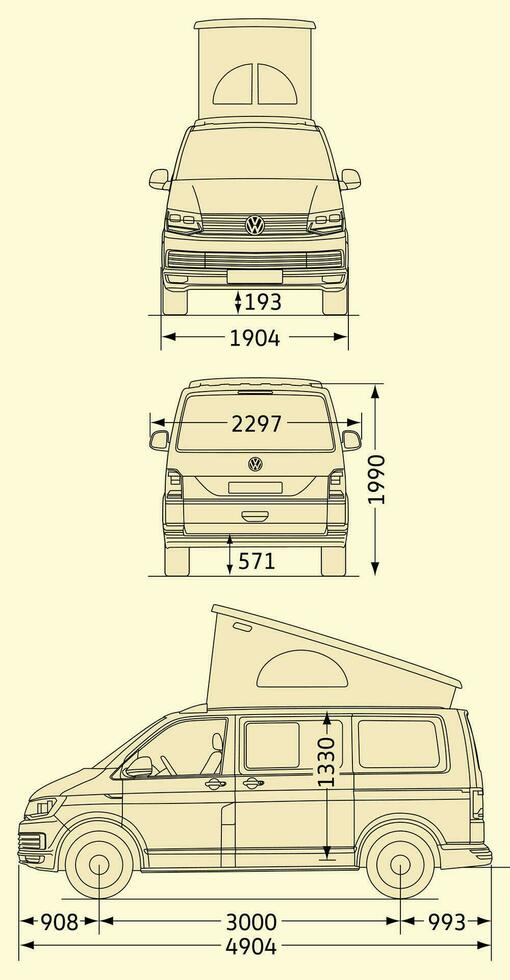 Volkswagen California car blueprint vector