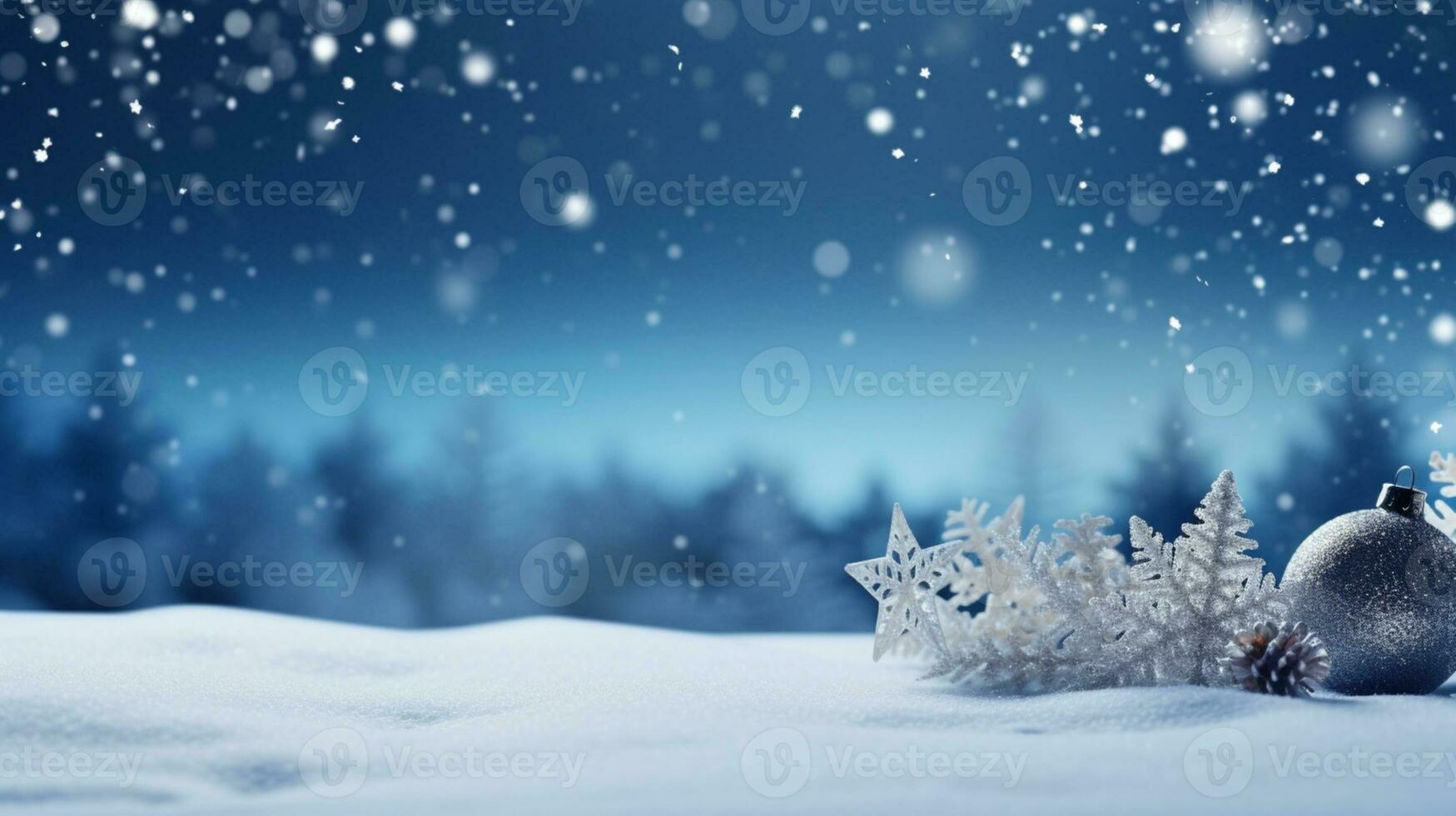 AI generated Christmas winter sky background with falling snow photo