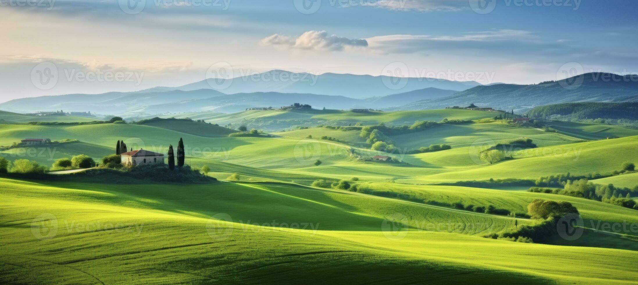 AI generated Green hills . AI Generated photo