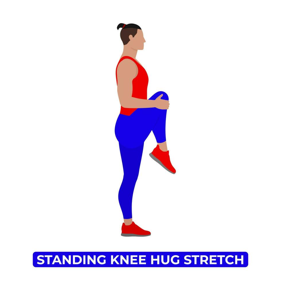 Standing Knee Hug Stretching Men vector