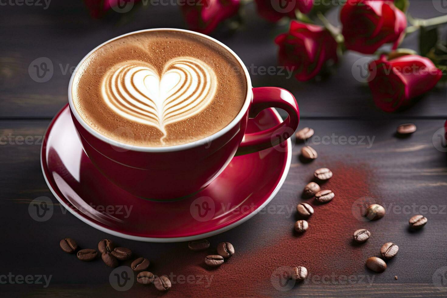 AI generated Valentine's Day Coffee. AI Generated photo