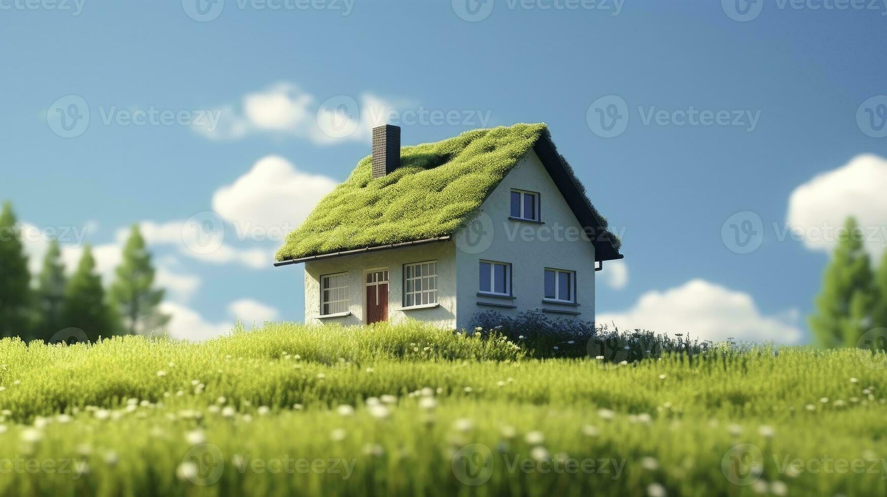 AI generated Green and environmentally friendly housing concept. AI Generated photo