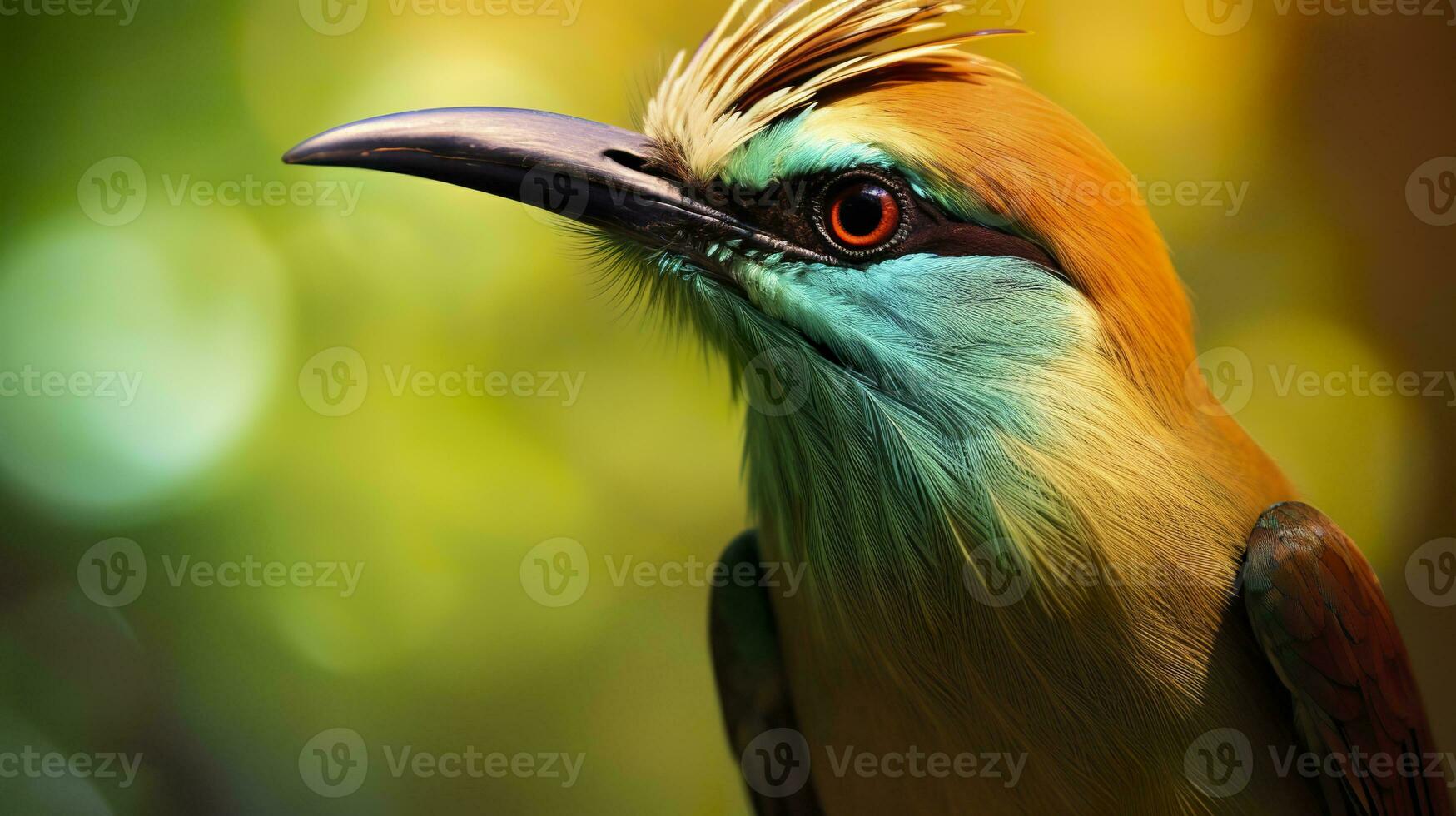 AI generated Turquoise Browed Motmot in vibrant colors. Generative AI photo