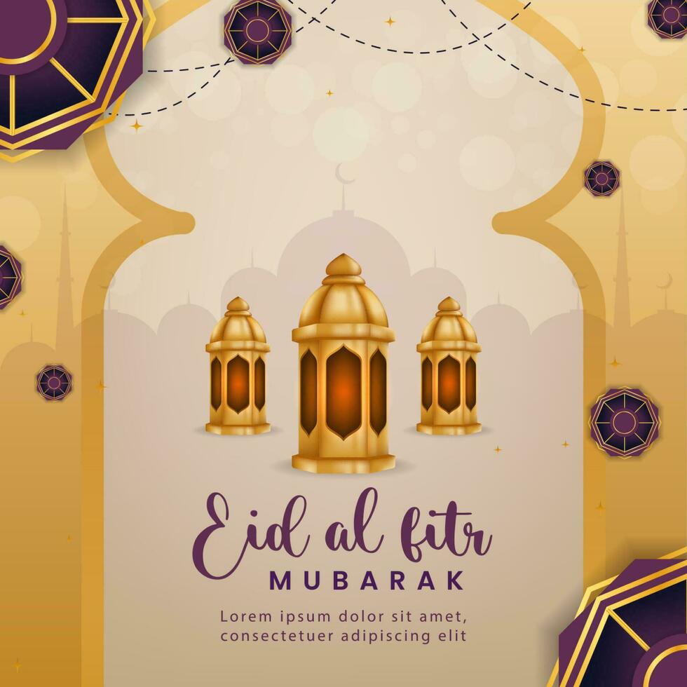 New Beautiful Eid Mubarak Greetings Vector