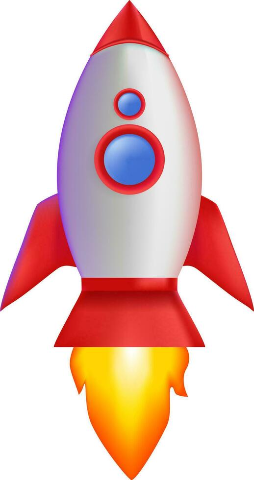 3D Isolated Rocket Vector Illustration, Rocket ship Flying png