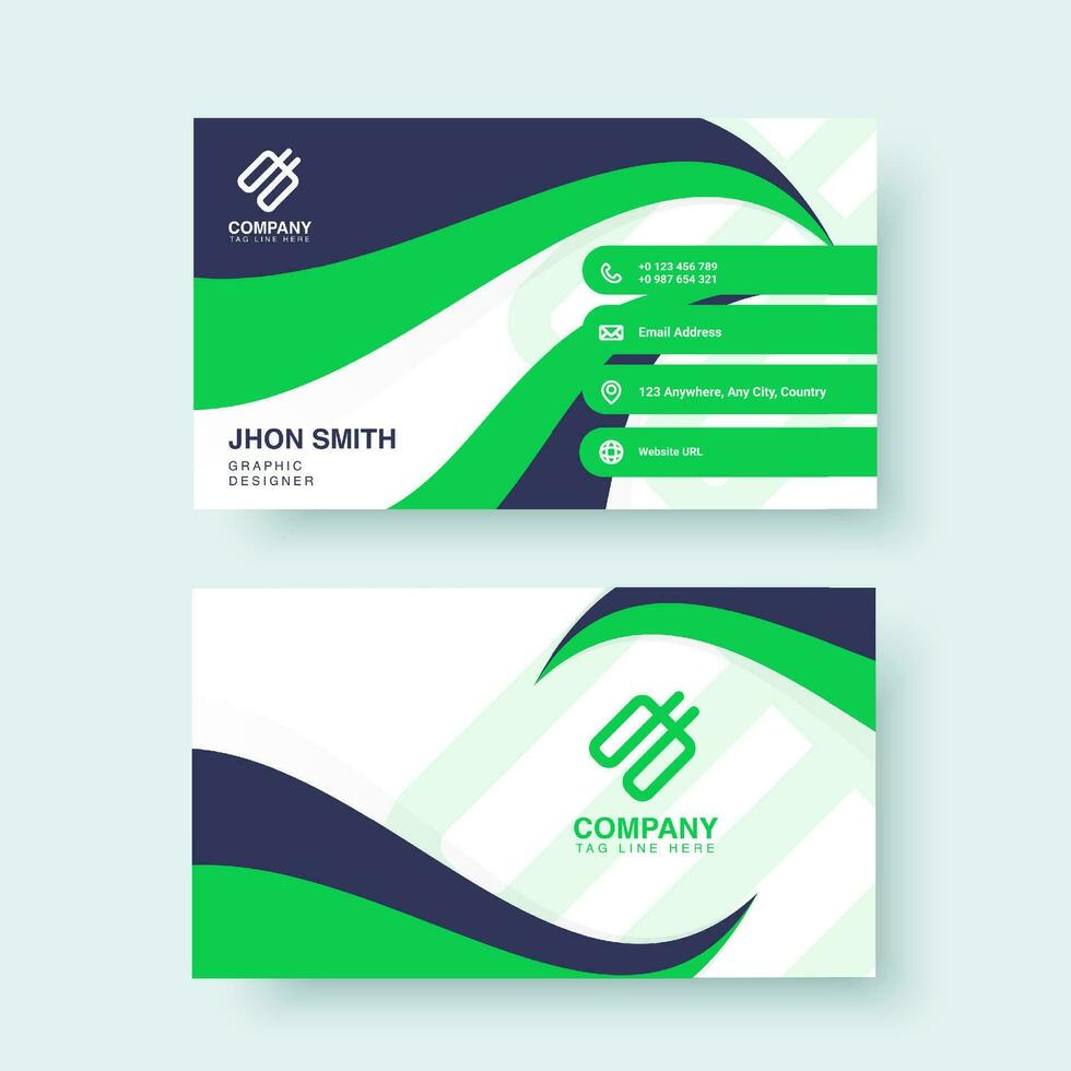 2 Sided Corporative Business Card Vector Template Design