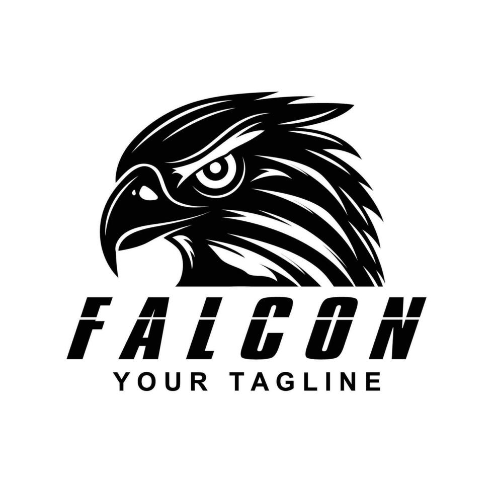 Simple falcon vector logo design, logo suitable for sport team, media company, and secure agency