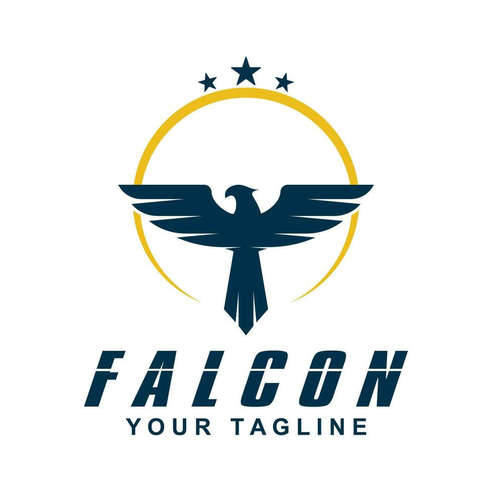 Simple falcon vector logo design, logo suitable for sport team, media company, and secure agency