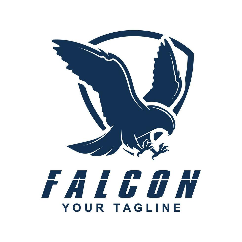 Simple falcon vector logo design, logo suitable for sport team, media company, and secure agency