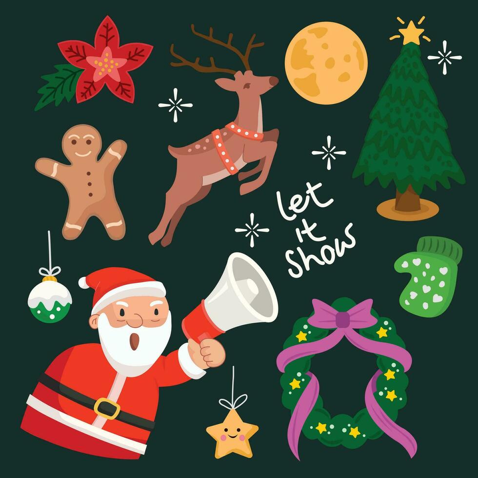 Hand drawn Christmas element collection vector