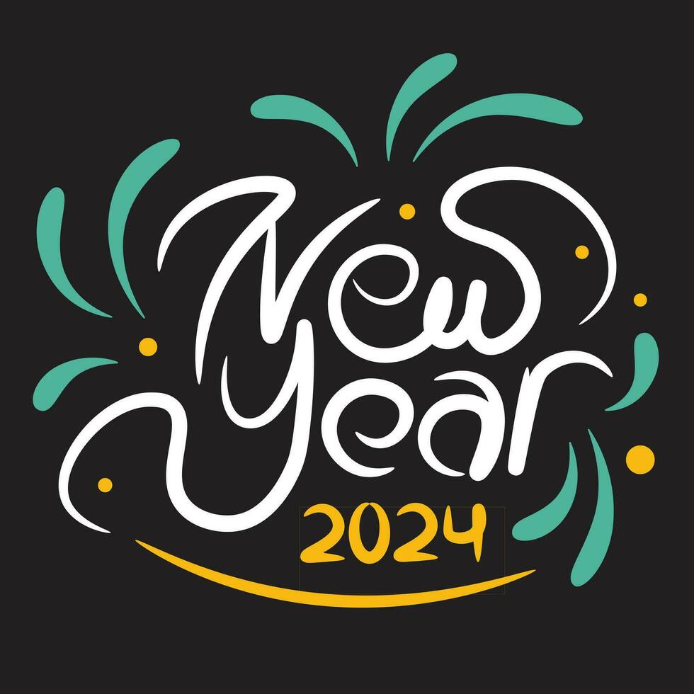 new year typography vector design, dots, splash of light and firework