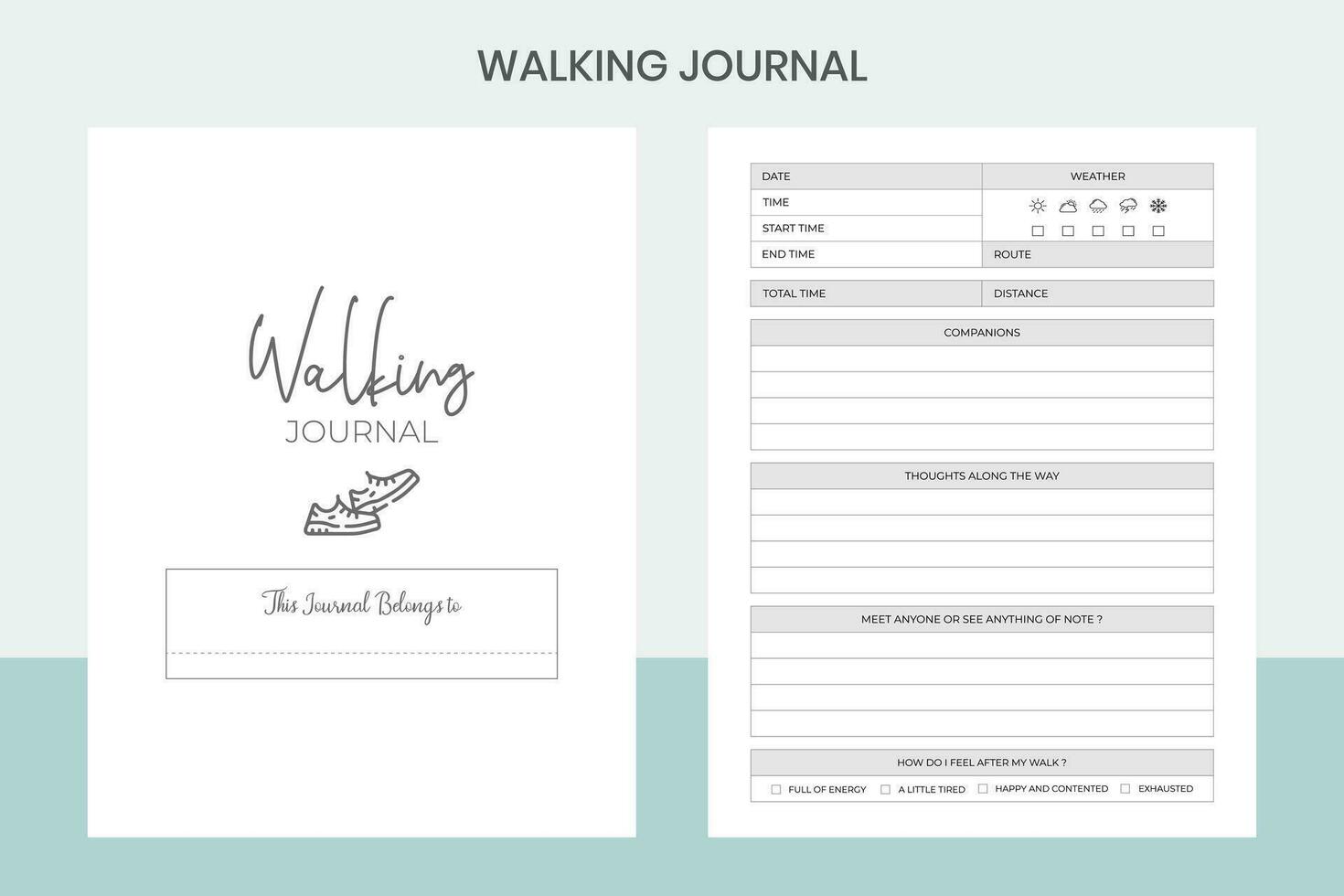 Walking Journal Pro Template vector