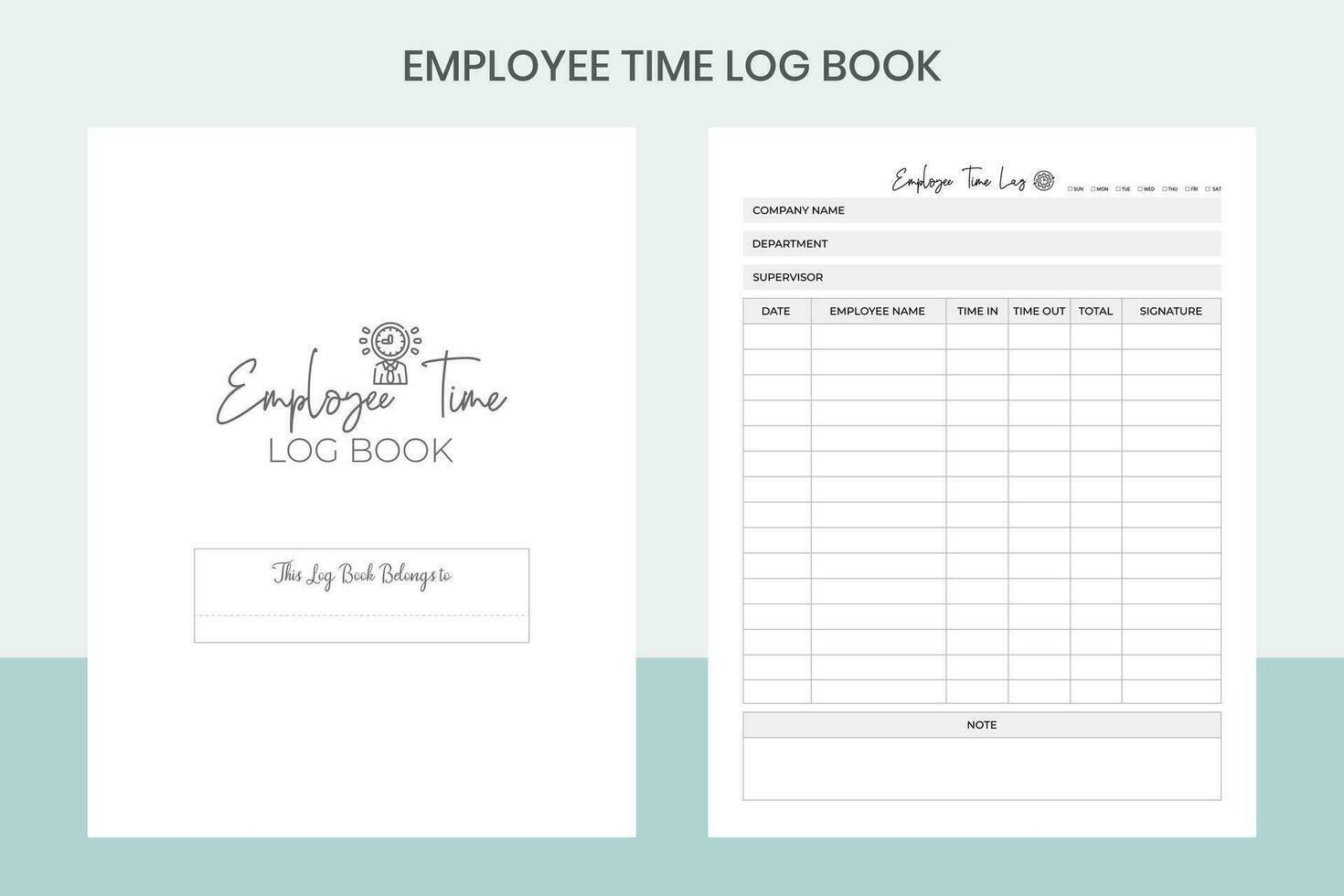 Employee Time Log Book Pro Template vector