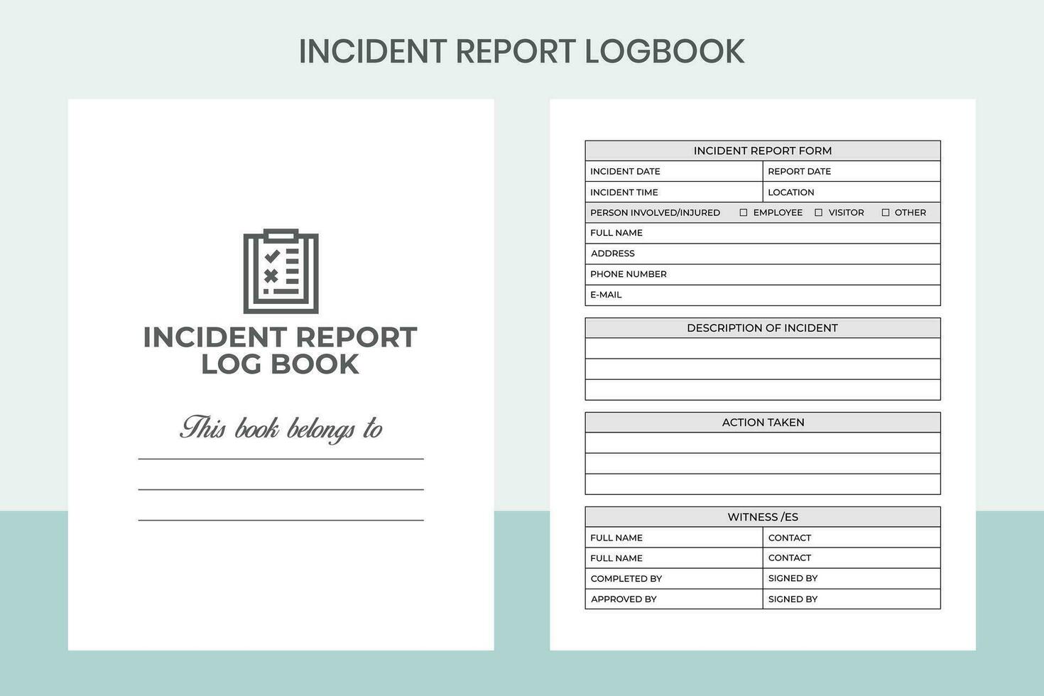 INCIDENT REPORT LOGBOOK Pro Template vector