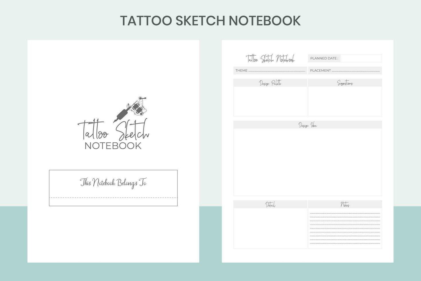 Tattoo Sketch Notebook Pro Template vector